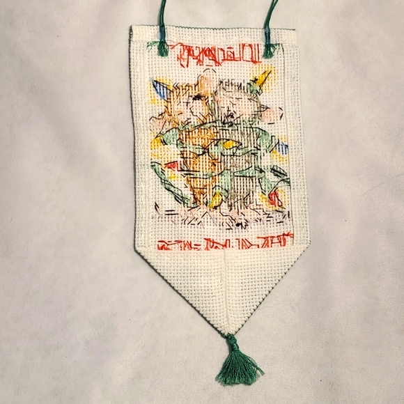 Cross Stitch Christmas Banner Mice Wrapped in Lights Dimensions Happy Holidays - Picture 4 of 6